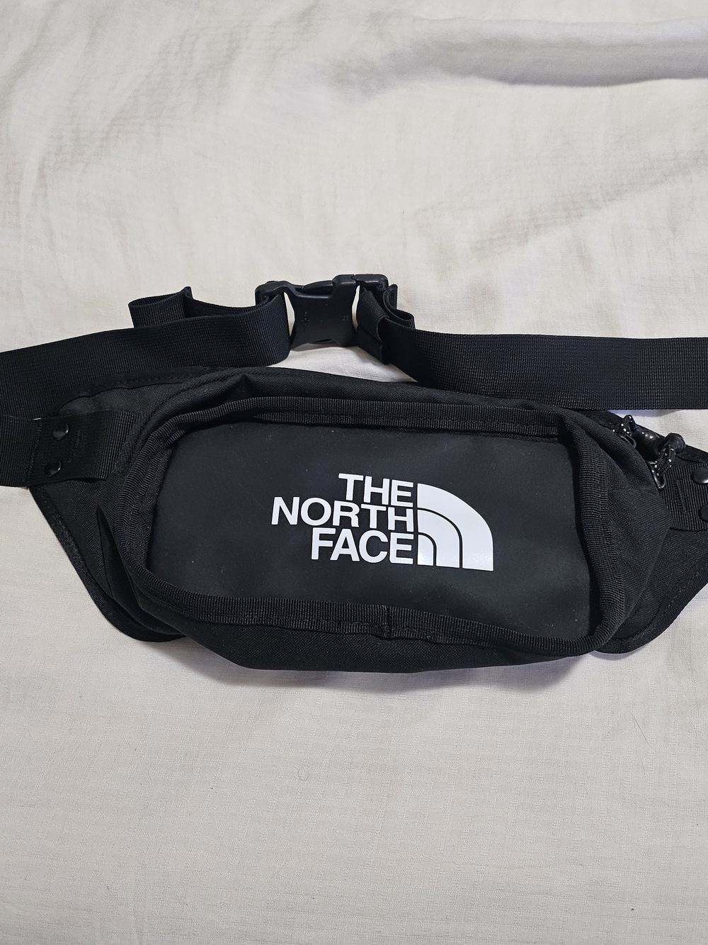 The North Face Black Belt Bag with White Logo